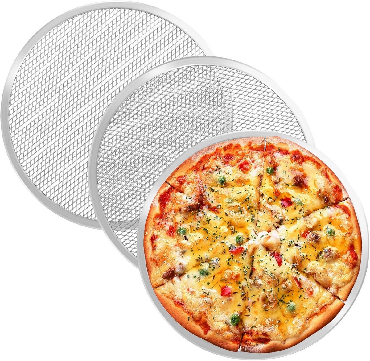 3 Delige Set Aluminium Pizzaschermen 30.5 cm - Ronde Anti-aanbak Bakvorm voor Oven