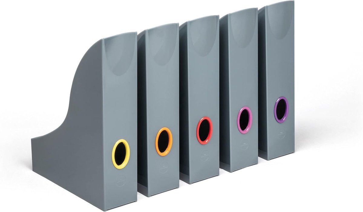 Stunq® Staande verzamelaar, 5 stuks in set, antraciet met gekleurde greepgaten