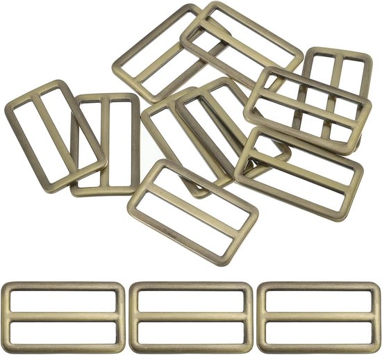 Sourcing Map 6 Stuks Metalen Schuifgespen – 40 Mm Rechthoekige Trislides, Voor Tassen, Riemen En DIY-projecten