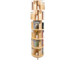 Boekenplank Roterende Boekenkast 6 Niveaus Ronde 360°Draaibaar Multifunctioneel Opbergrek Voor Huis Woonkamer