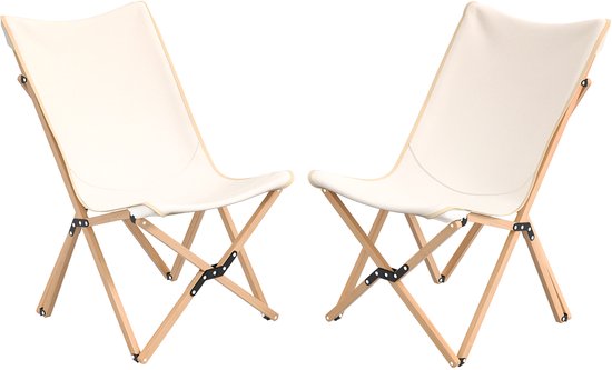 vidaXL - 5-delige - Loungeset - met - kussens - bamboe - crèmewit