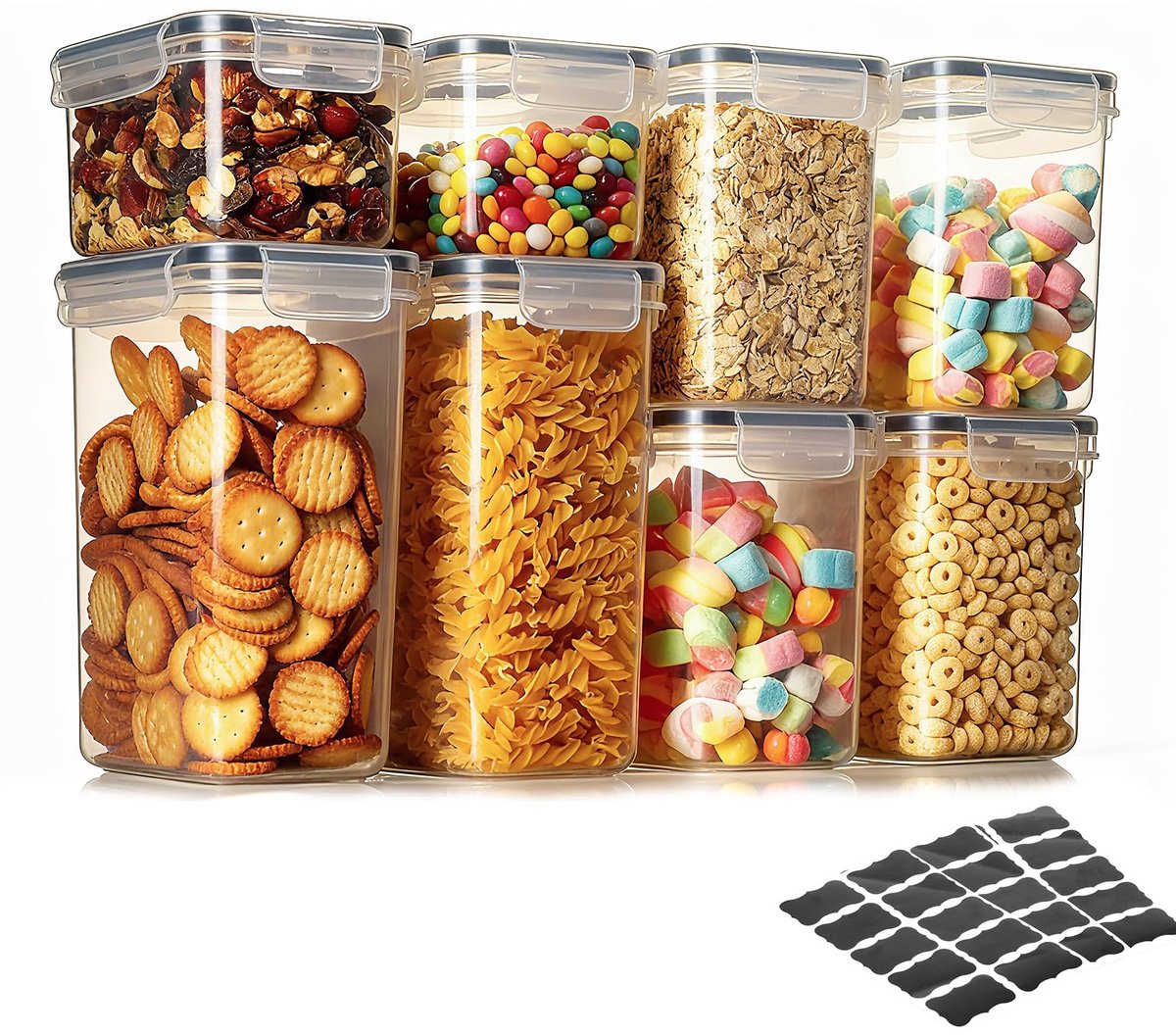 Unyqoos® Set van 8 Luchtdichte Voedselcontainers voor Optimale Keukenorganisatie