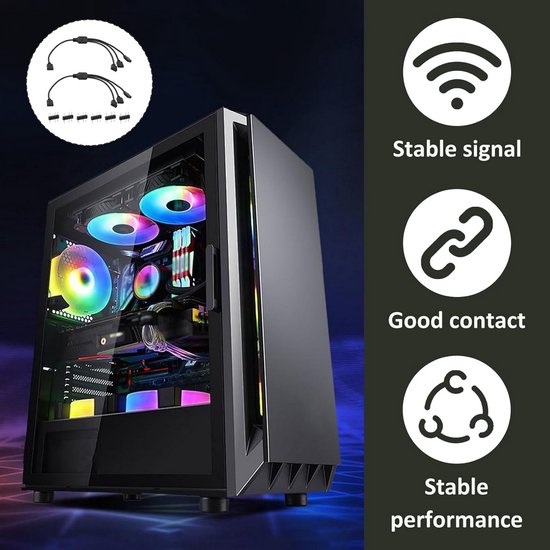 Airgoo 5 V 3-poliges ARGB-Adapterkabel, 50 cm, für ASUS Aura SYNC, MSI Mystic Light Sync, Gigabyte RGB Fusion Motherboards, kompatibel mit Airgoo ARGB LED-Streifen