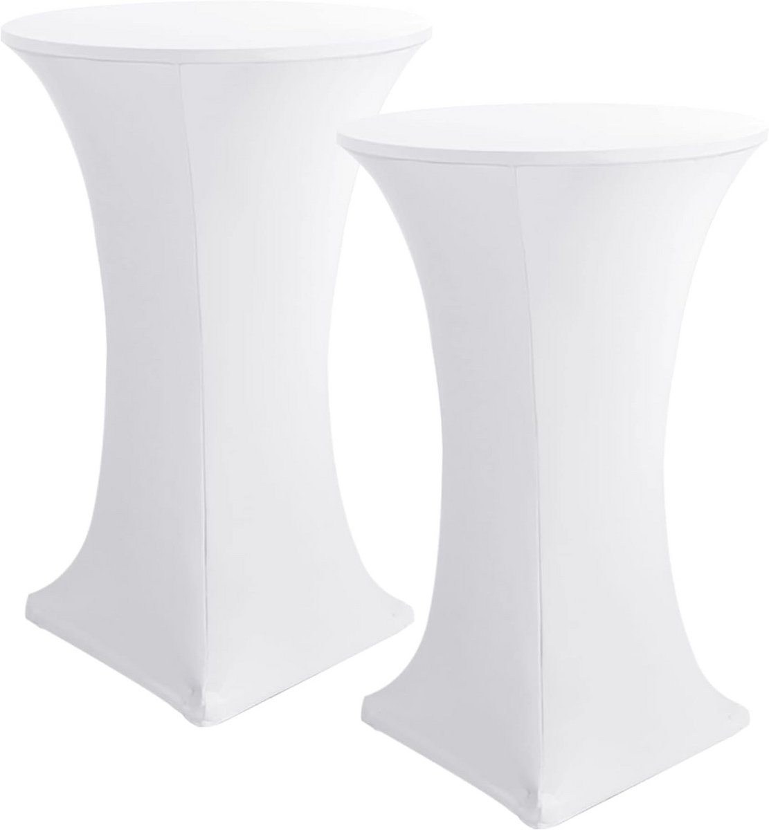 Set van 2 Witte Cocktailtafelhoezen - Elastische Spandex Stretch Tafelkleden voor Ronde Barkruktafels