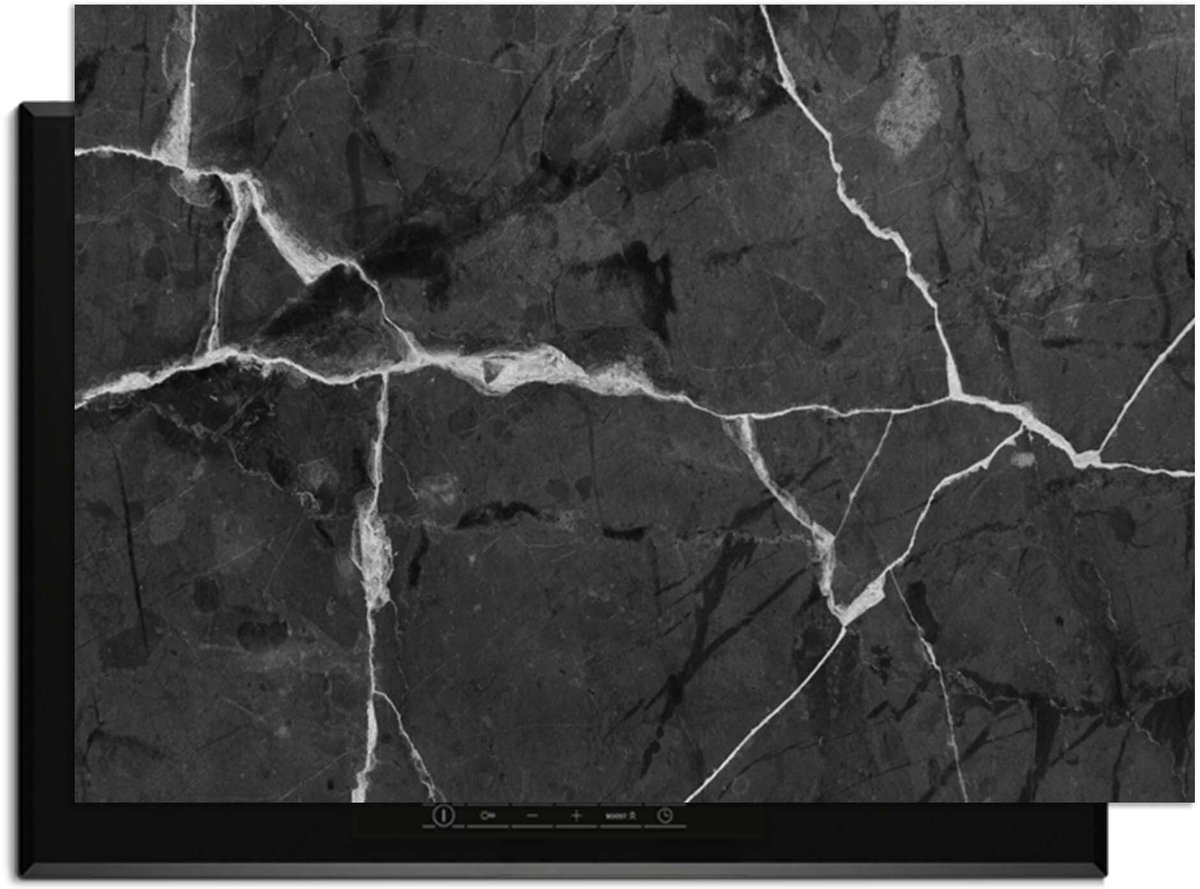 KitchenArt - Marble Charcoal - Inductie Beschermer - 83x51.5 cm - Kookplaat Beschermer - Luxe Afdekplaat Inductieplaat - Anti-slip & Oprolbaar - Beschermmat Inductiekookplaat