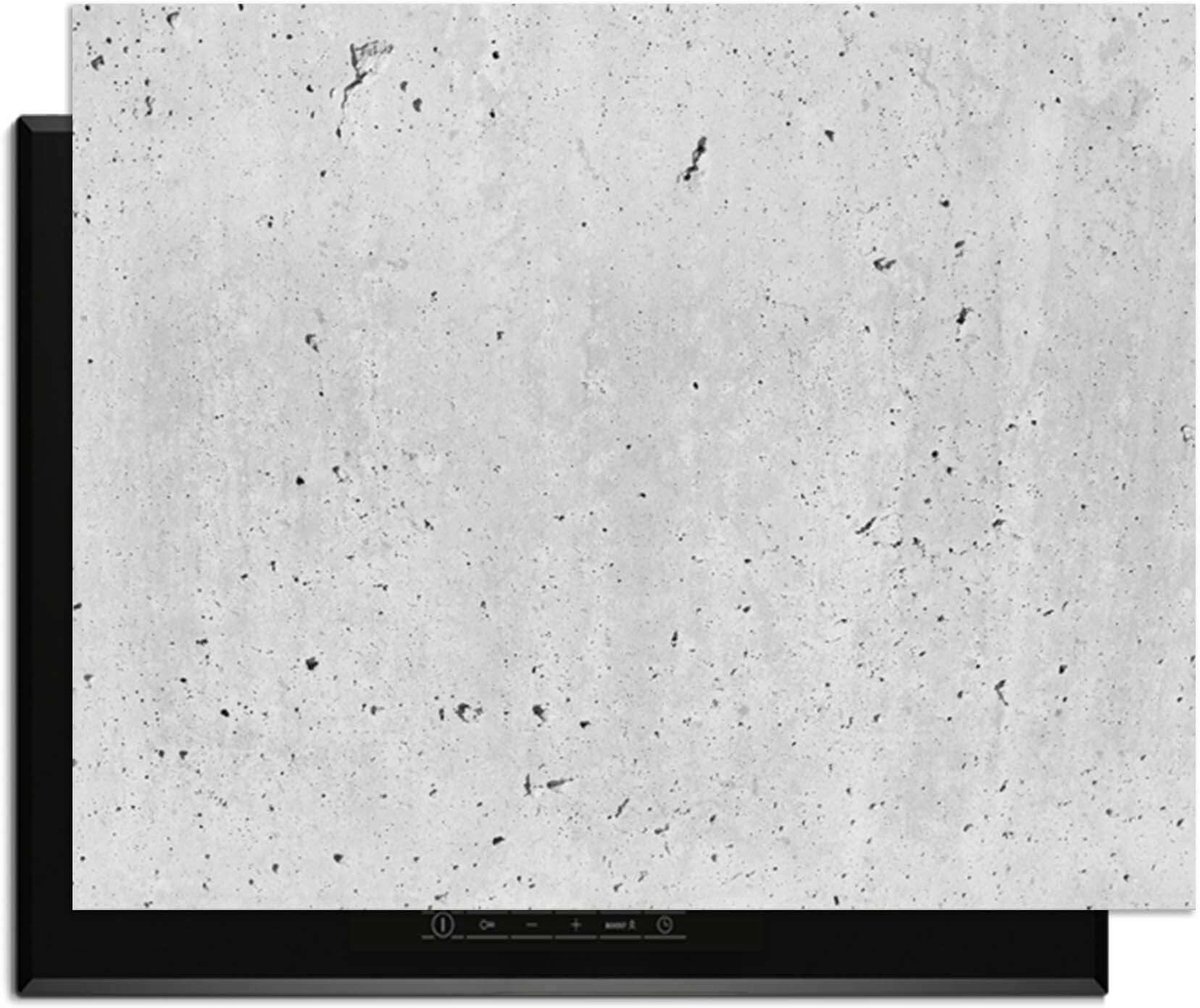 KitchenArt - Urban Cement – Inductie Beschermer - 77x51 cm - Kookplaat Beschermer - Luxe Afdekplaat Inductieplaat - Anti-slip & Oprolbaar - Beschermmat Inductiekookplaat
