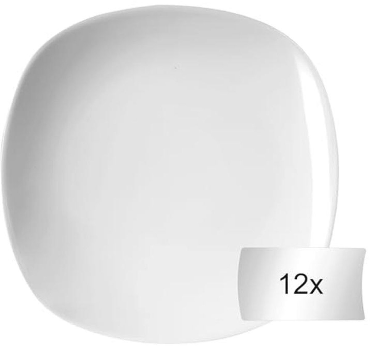 Vierkante Porseleinen Dessertborden Set van 12 – 19,5 x 19,5 cm – Wit – Vaatwasmachine- en Magnetronbestendig