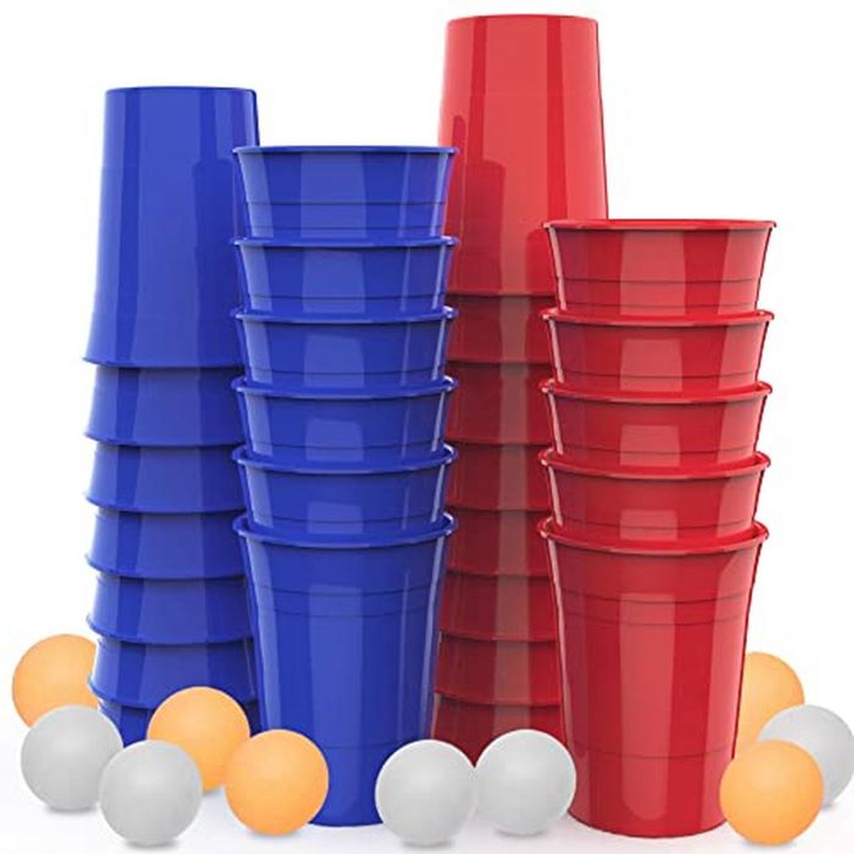 Herbruikbare bekers - 26 stuks, onbreekbare kunststof drinkbekers voor kerst, verjaardag en bruiloft, 480 ml, 13 rood en 13 blauw