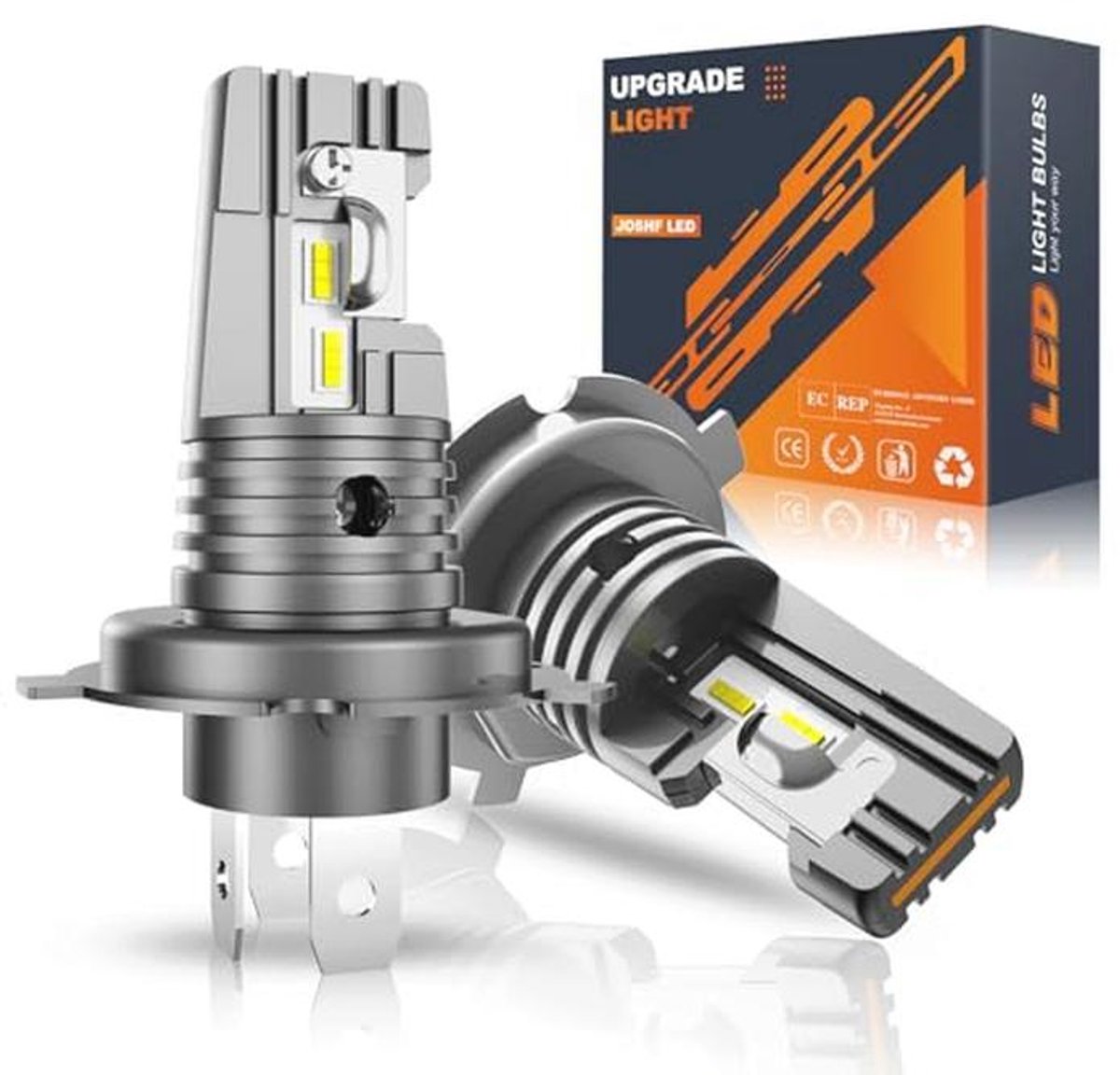 H4 LED Upgrade Gloeilamp 24000LM 700% Helderder 6500K Wit, CANbus Voorbereid, Plug-N-Play, Set van 2