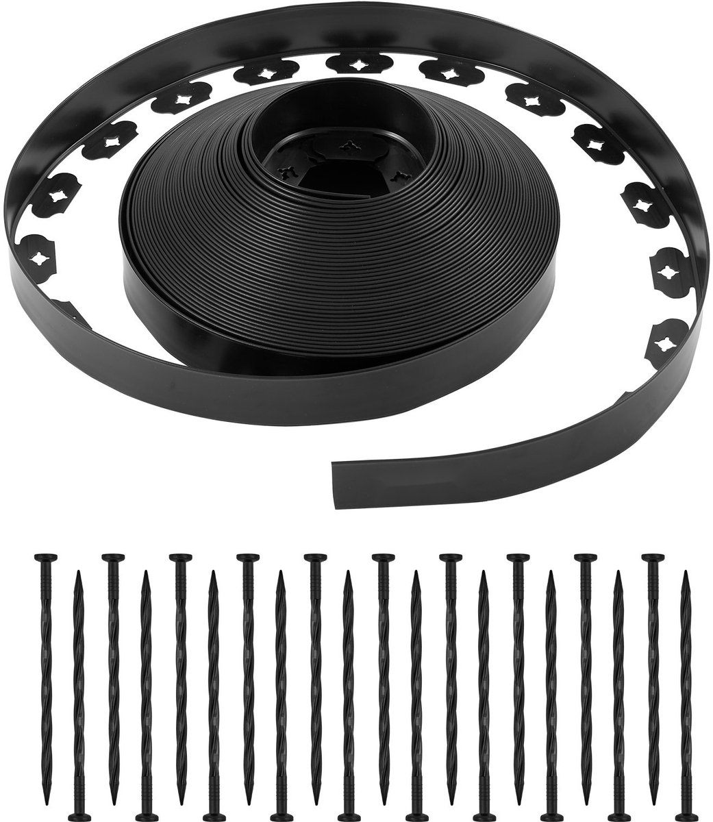Gazonrand - Kunststof Tuinrand - Afmeting 30 m x 4 cm - Inclusief 120 grondpennen - UV-bestendig - Voor bloemperken en paden