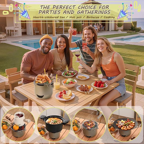 Draagbare houtskoolgrills, roestvrijstalen mini-houtskoolbarbecue, kleine buitengrill voor kamperen, grillen in de achtertuin, camper, picknick - Groen van Merkloos — afbeelding 4