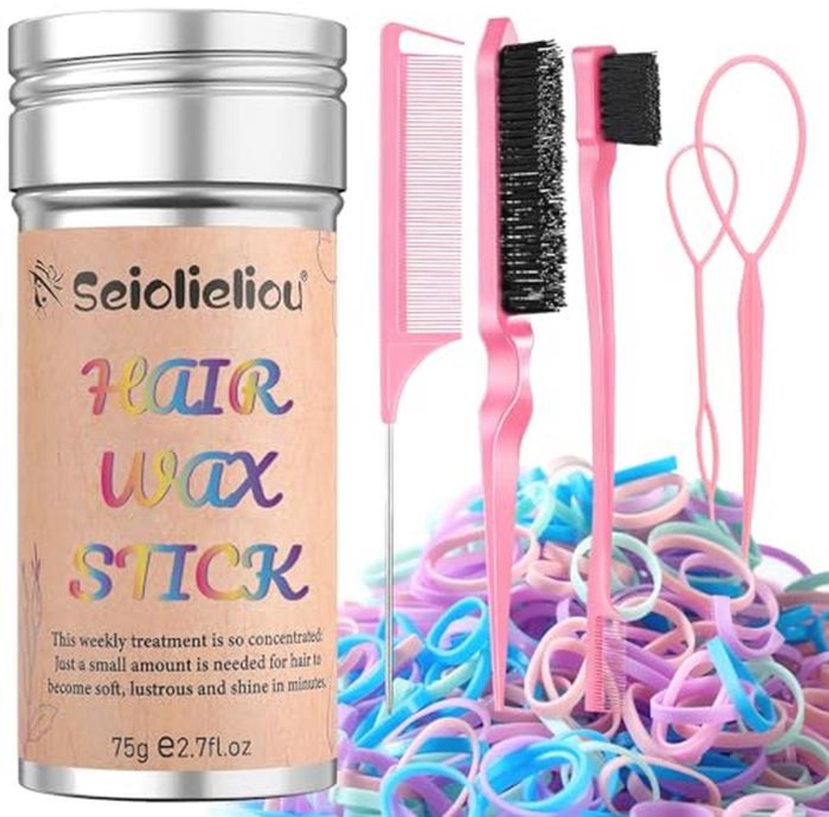 Kleurrijke Haaraccessoires Set met Haarelastiekjes, Haarkammen en Haar Styling Tools