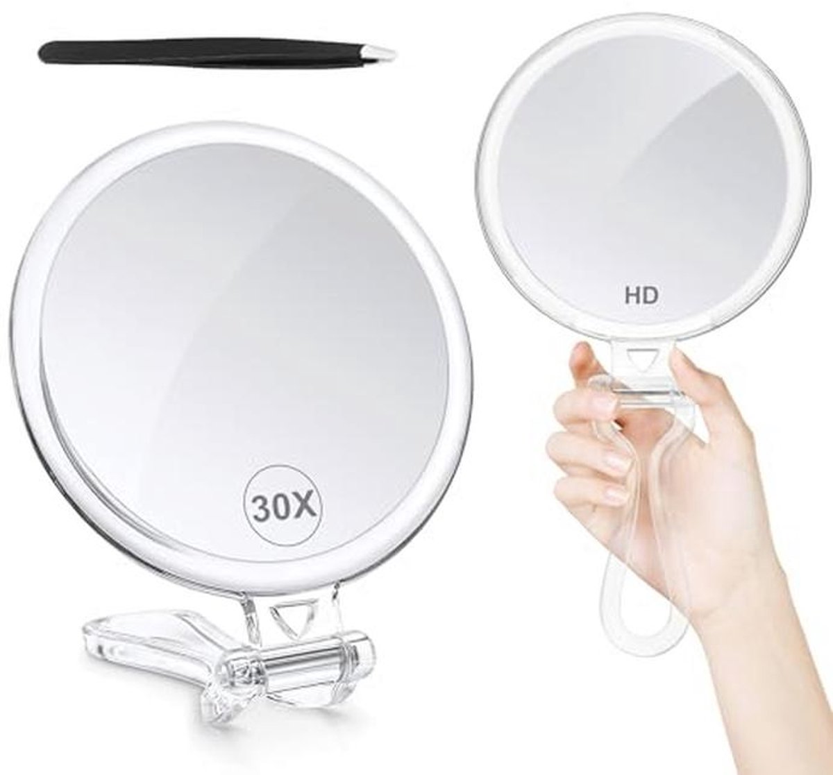 Vergrootspiegel 30X Handheld - Dubbelzijdige Spiegel voor Oogmake-up en Reizen
