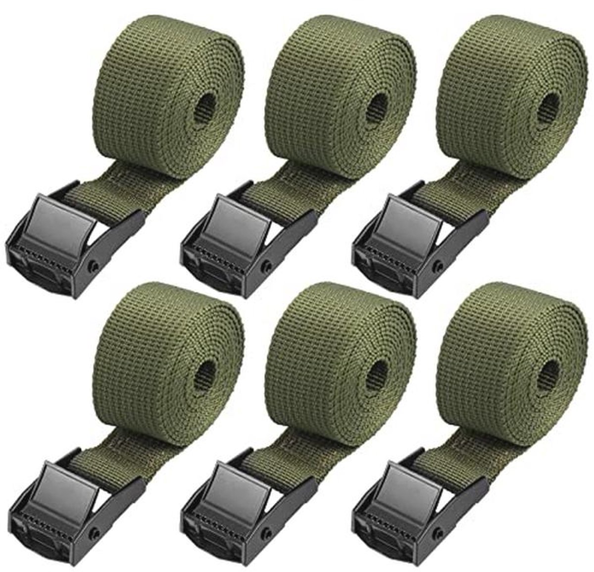 Stevige Spanbanden – 6 Stuks Sjorbanden met Nokgesp voor Veilige Bevestiging van Bagage en Pakketten