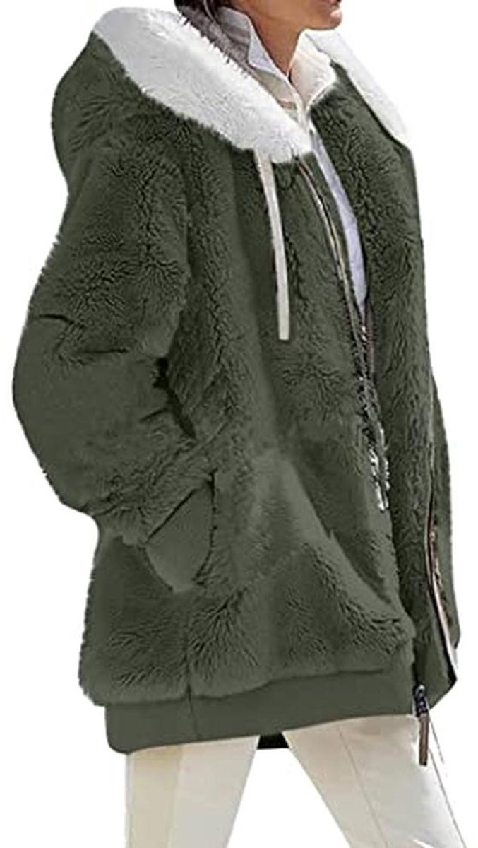 Dames Teddy Sweatshirts Casual Fluffy Hoodie met Ritssluiting en Pockets