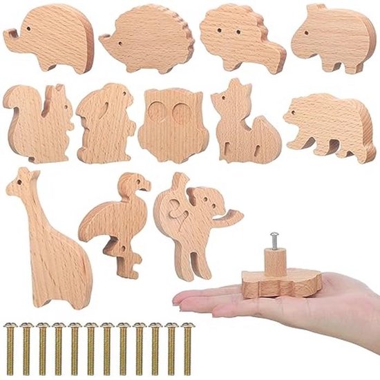 Qunclay Houten dierenkastknoppen, decoratieve houten dressoirknoppen