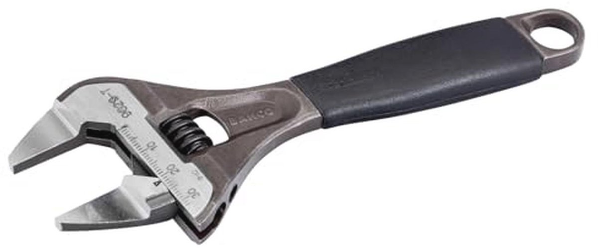 Verstelbare moersleutel met rubberen handvat - 8 inch - Dunne kaak en brede mond - Ergonomisch ontwerp