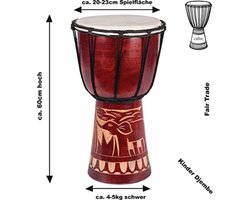 Djembe Drum 60cm - Houten Bongo met Goed Geluid - Perfect voor Muziekliefhebbers
