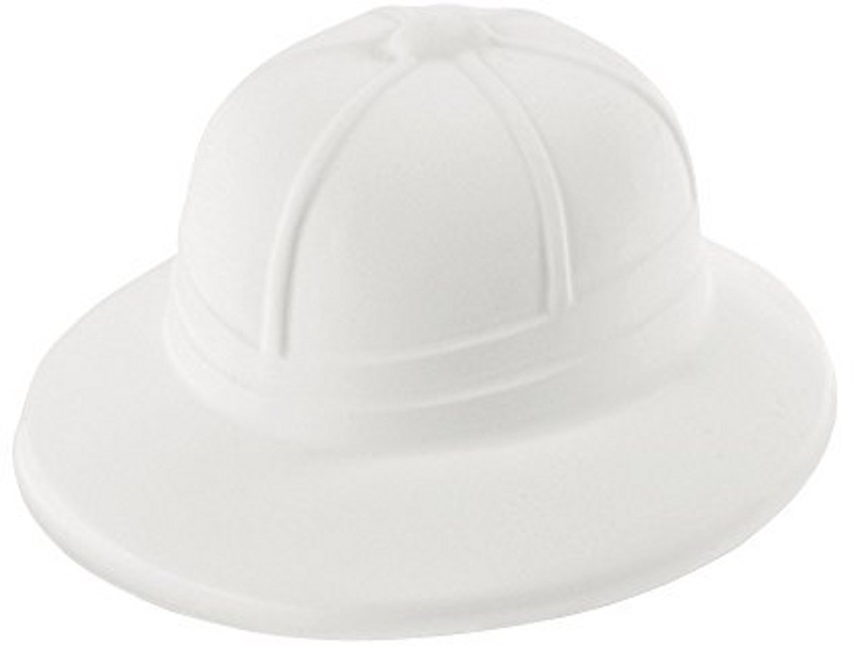 Safari Pith Helm Wit Flock voor Volwassenen - Unisex One Size