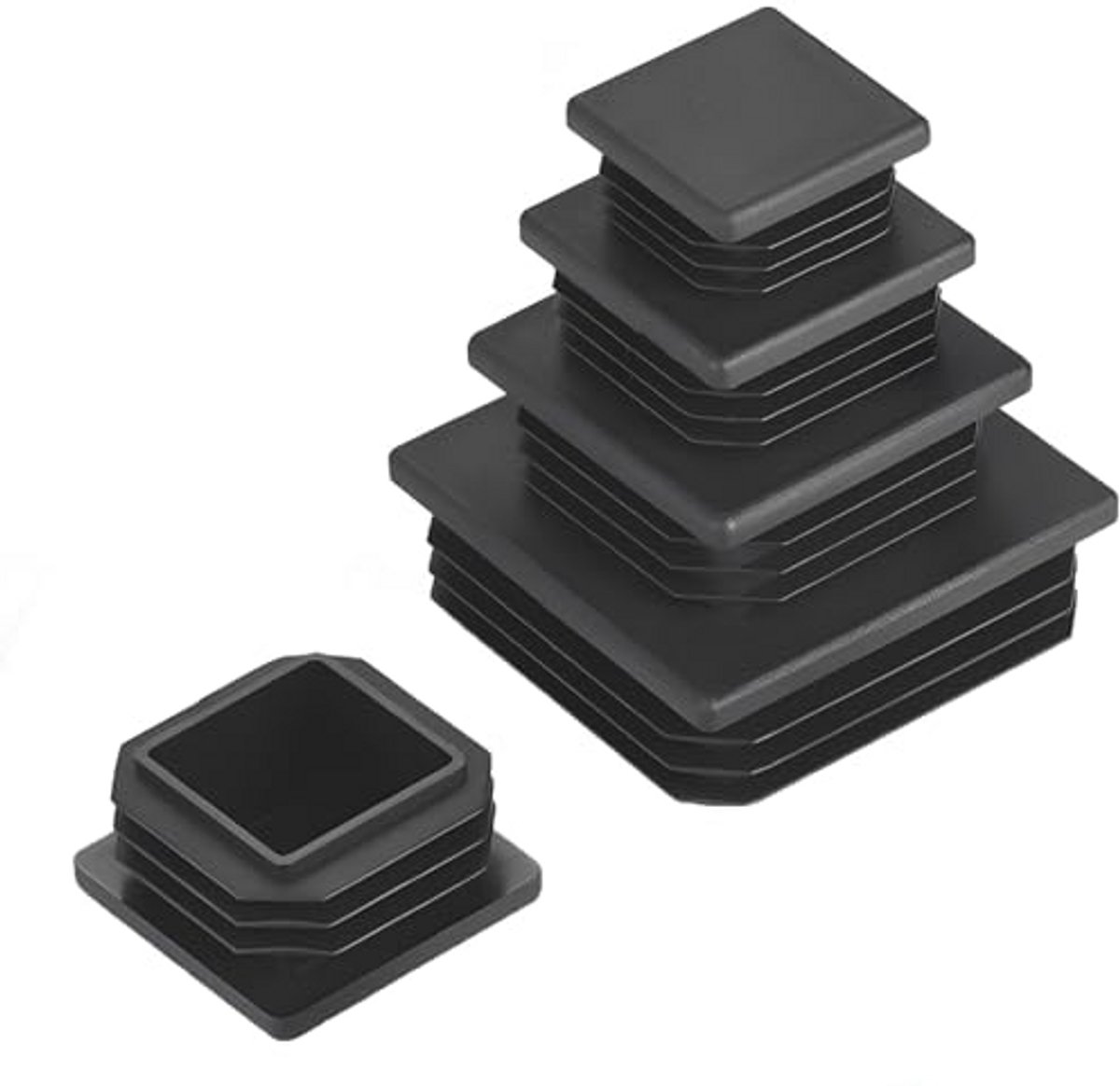Buiseindkappen 25 x 25 mm - 4 Stuks - Kunststof Eindkappen voor Meubels - Zwart - Vierkante Buisinzetpluggen