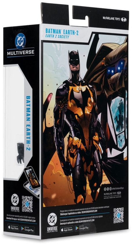 Verpakking van Batman Earth-2 actiefiguur met artwork en informatie.