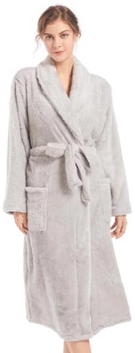 Warme Pluche Fleece Badjas voor Dames met Zak