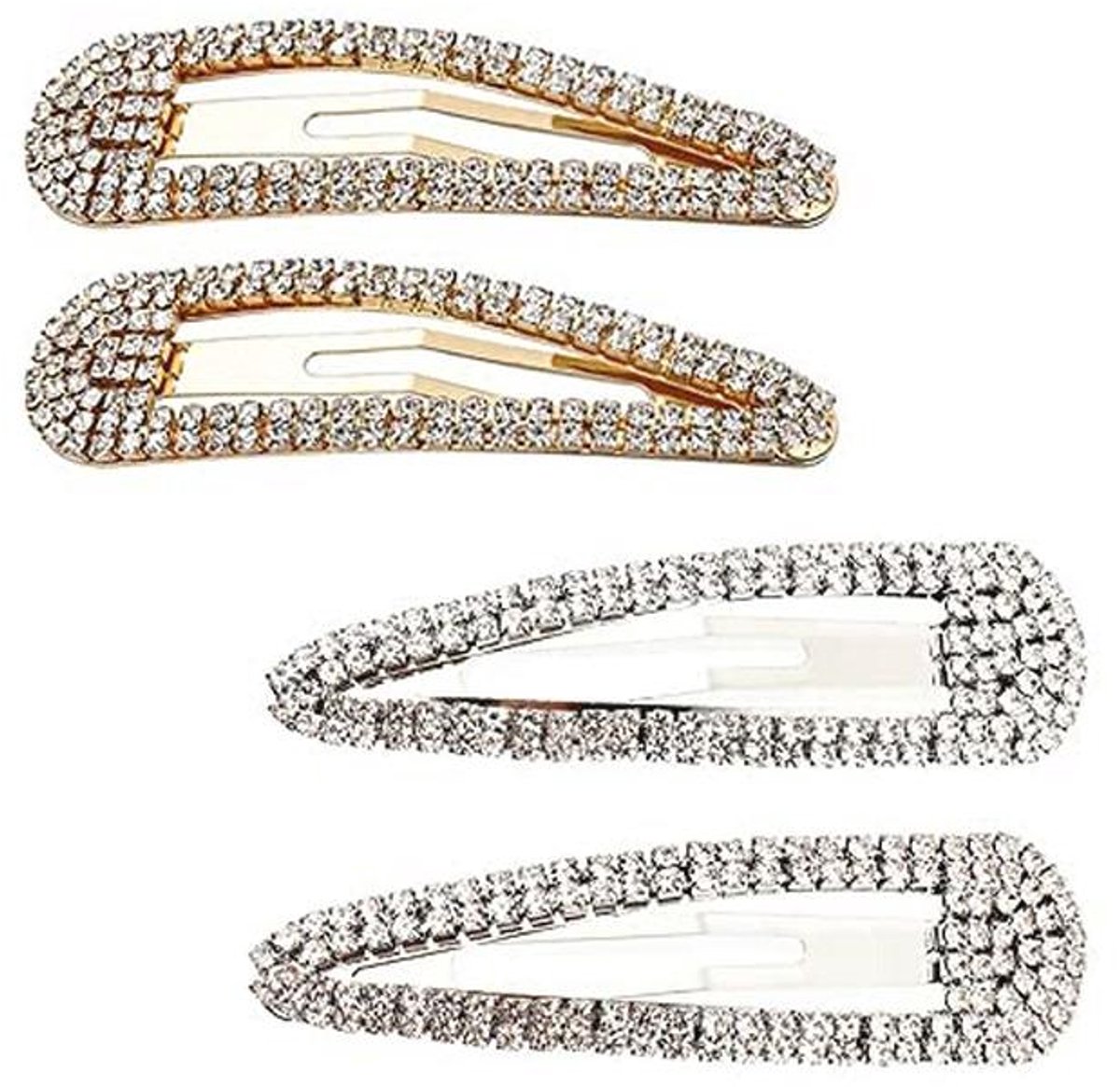 Strass Snap Clips voor Vrouwen - 4 Stuks Goud/Zilver