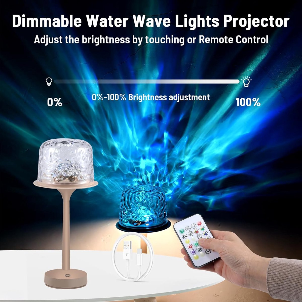 Ocean Lamp Wave Lamp LED sterrenhemel projector kinderen bedlampje met 16 verlichtingseffecten romantisch dimbaar sfeerlicht nachtlampje kamer decoratie – foto 5