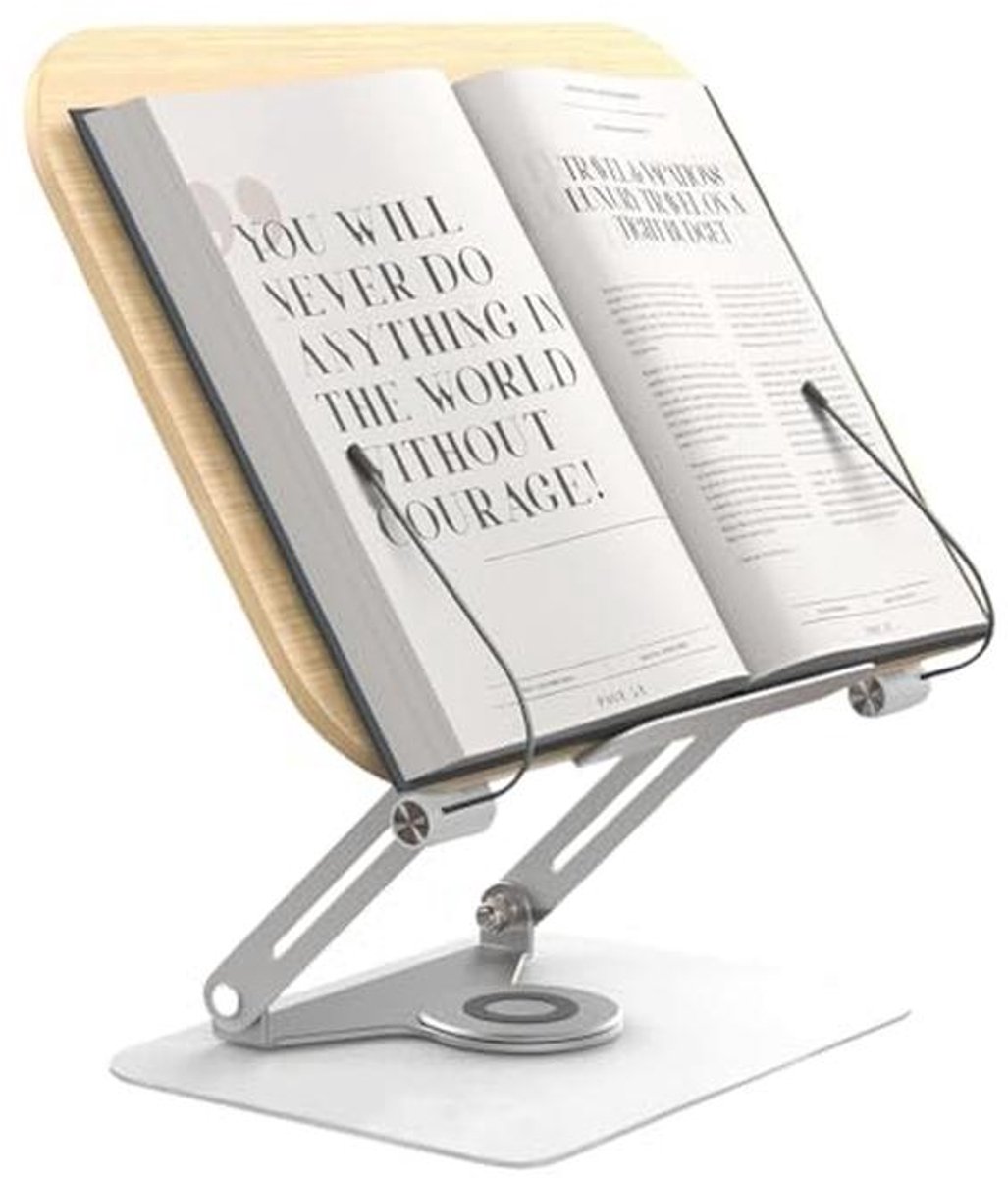 Verstelbare Boekenstandaard voor Leesgemak met 360° Draaibare Basis
