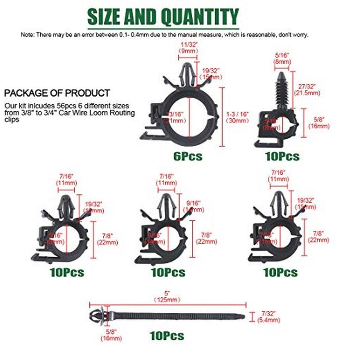 56 Stks Auto Draad Loom Routing Clips - Assortiment van Universele Bedrading Harnas Clips in 6 Maten — cadeau in Cadeau-ideeën - foto 5