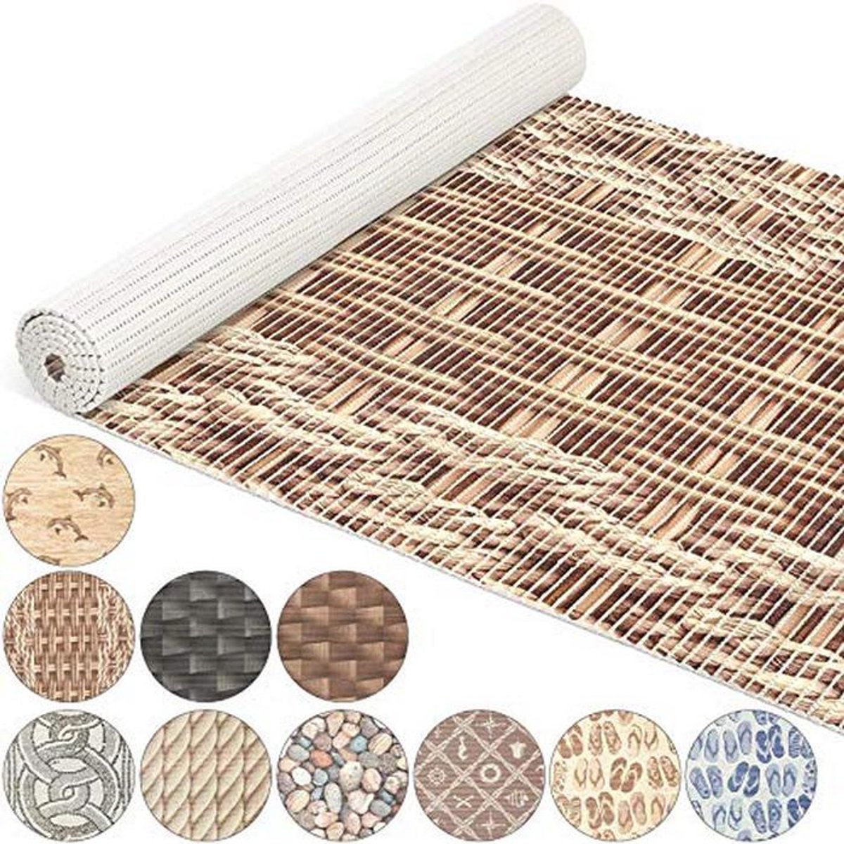 ANRO Badmat, badmat, douche, wc-mat, antislip, badloper, vlechtpatroon, 200 x 65 cm
