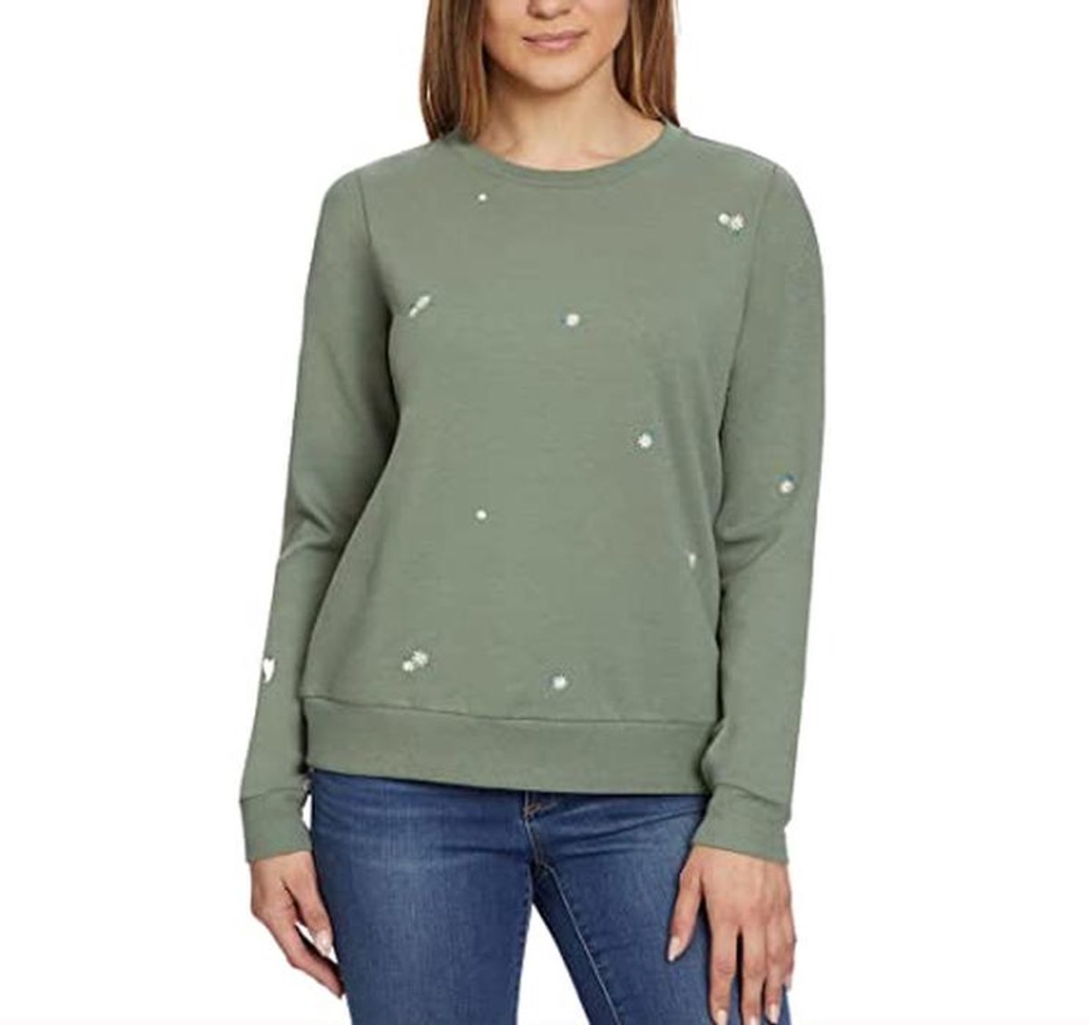 Dames Geborduurde Ronde Hals Lange Mouwen Sweater