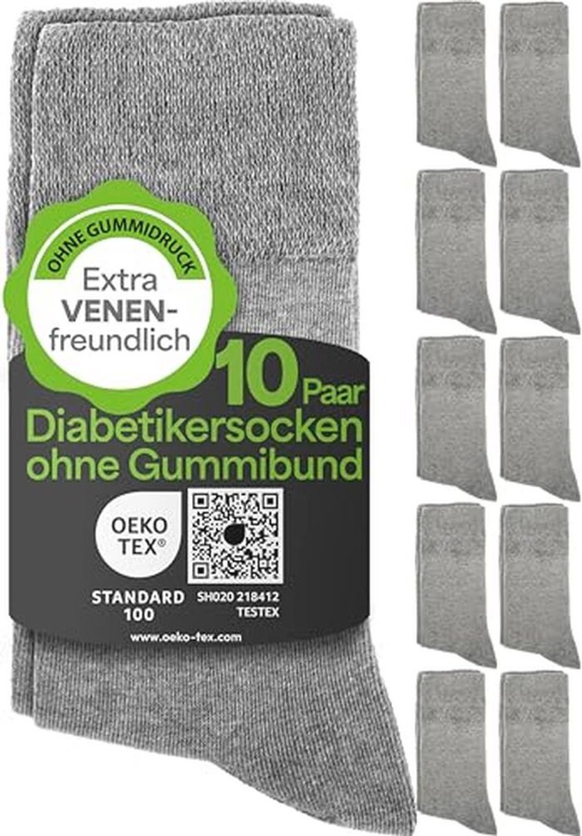 Comfortabele sokken voor heren en dames - 10 paar medische sokken zonder elastische band, extra breed en naadloos