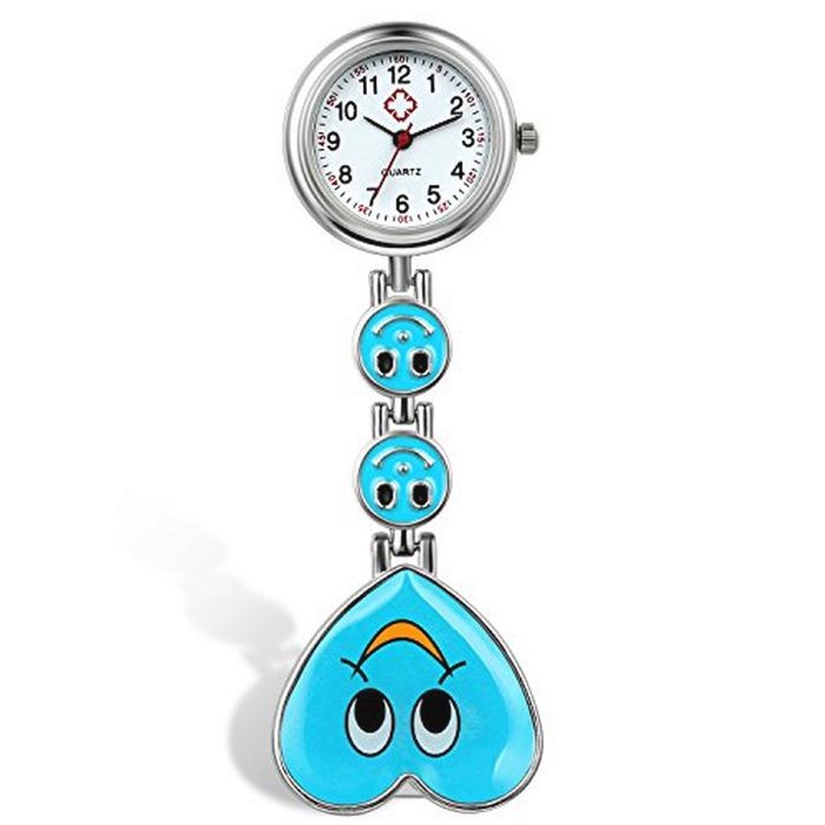 Professioneel verpleegstershorloge met clip in blauw - Perfect voor zorgprofessionals