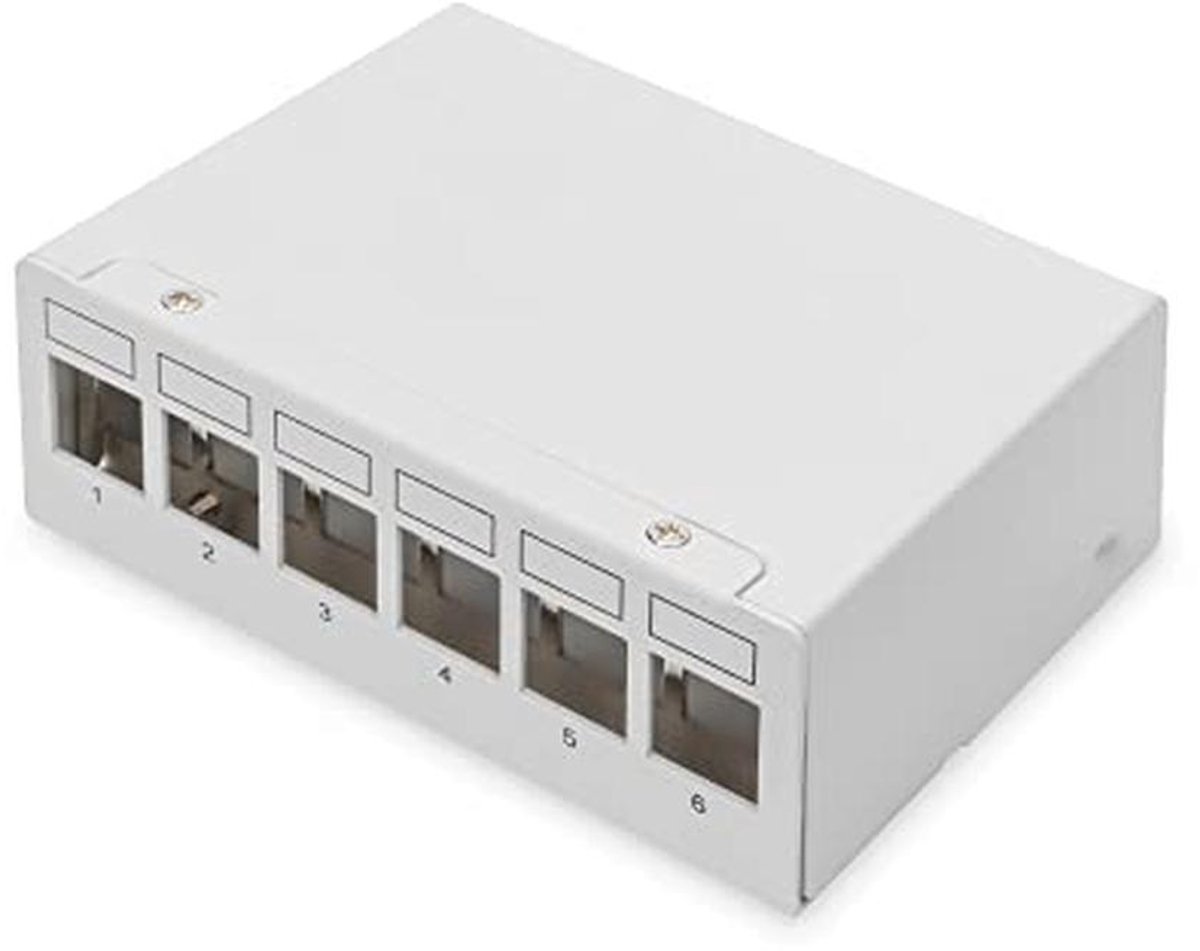 Modulaire Desktop Patch Panel - 6-poorts - Afschermd - Ideaal voor Wand- of Desktop Montage met Kabelbeheer - Lichtgrijs