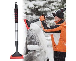 1 stuk auto-sneeuwruimgereedschap voor in de winter - Krasvrij telescopisch ontwerp - Sneeuwkrabber voor autoruiten - Sneeuwborstel voor daken - 40 * 11,5 cm - Voor bestuurders om sneeuw en ijs van autoruiten en daken te verwijderen - Zwart en rood