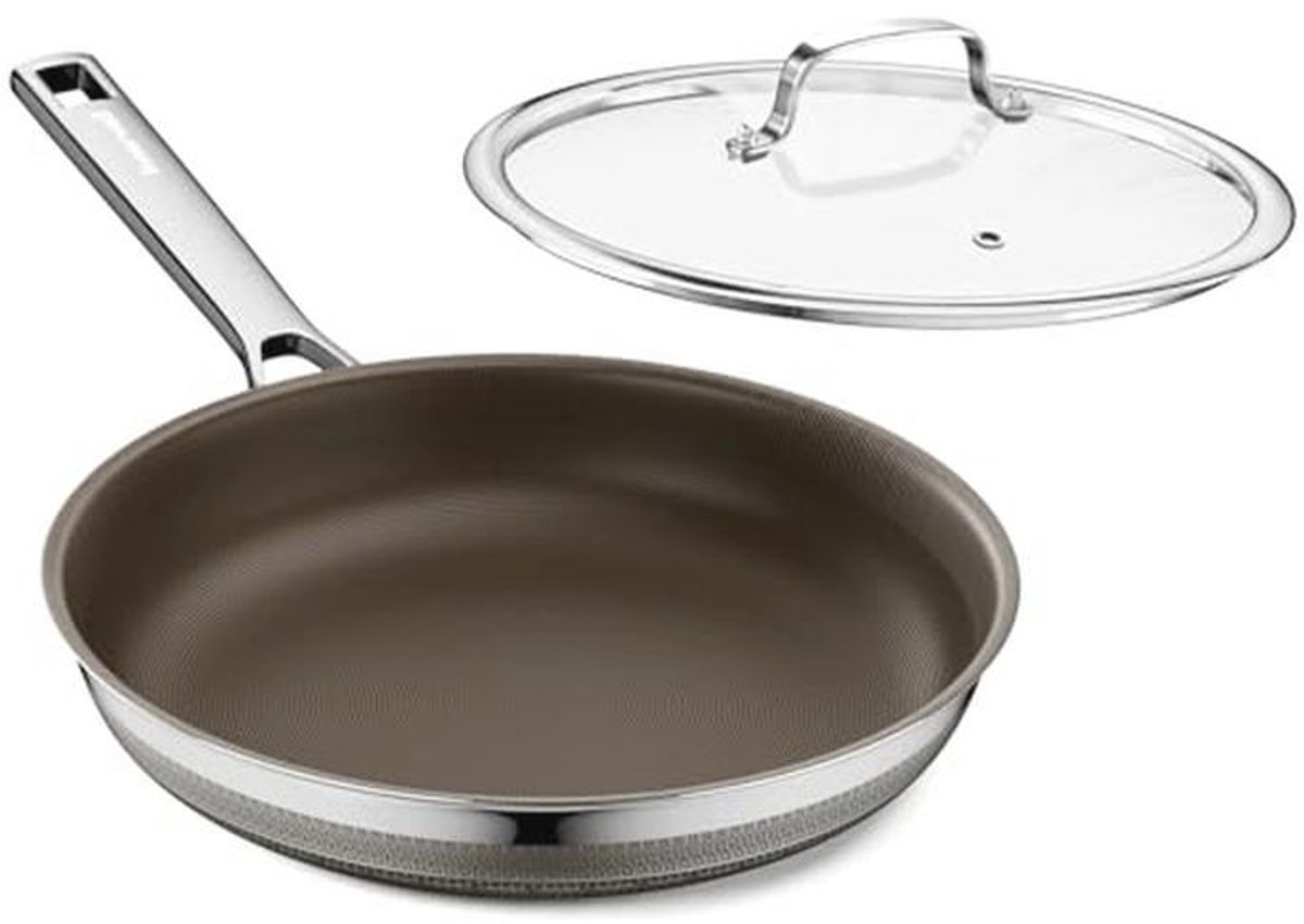 Keramische Braadpan 28 cm met Deksel - Inductiepan, Roestvrij staal, Ovenbestendig