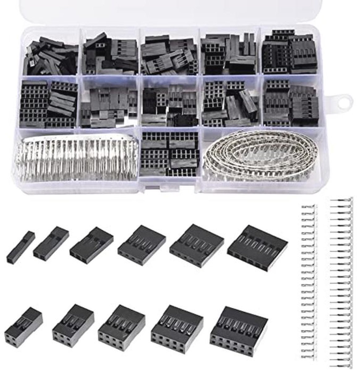 Dupont stekkerkit 620 stuks 2,54 mm aansluitingen voor kabel en printplaten