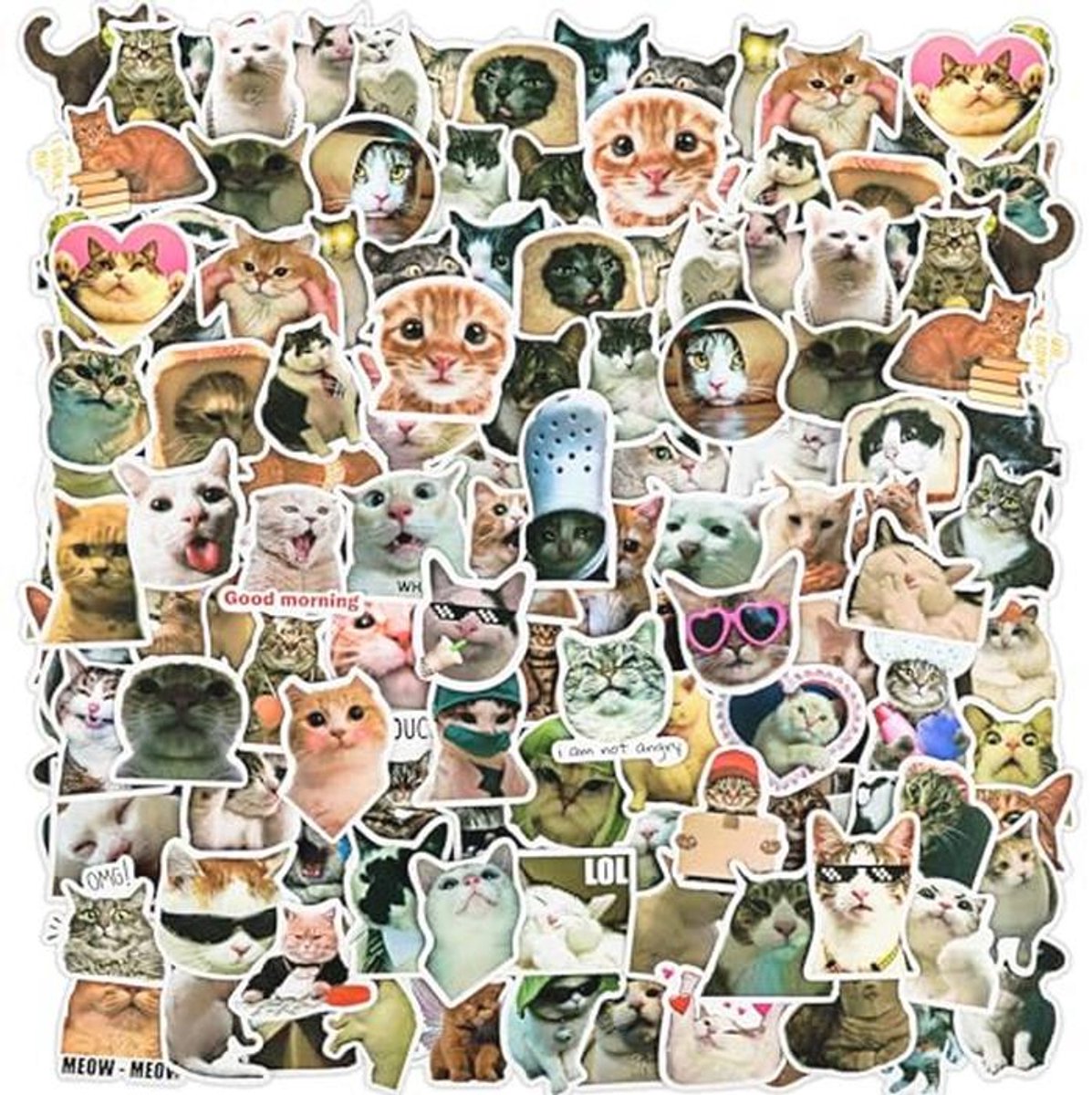100pcs Grappige Kat Meme Waterdichte Vinyl Stickers voor Scrapbooking en Telefoons