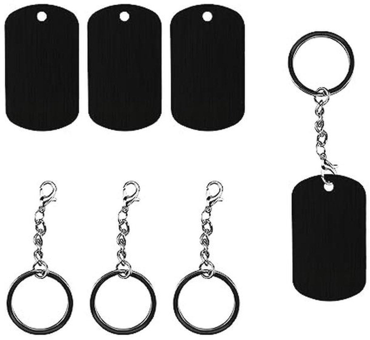 30 Stuks Hondenlabels - Blanco Schildvorm, Gepersonaliseerd, Aluminium, Zwart - Hondenpenningen en DIY Accessoires