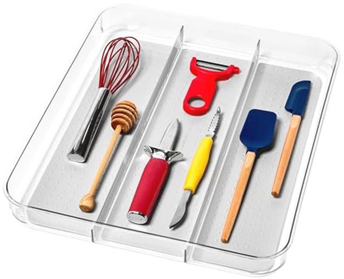 Lade Organizer Soft Grip - Kunststof - Helder/Grijs