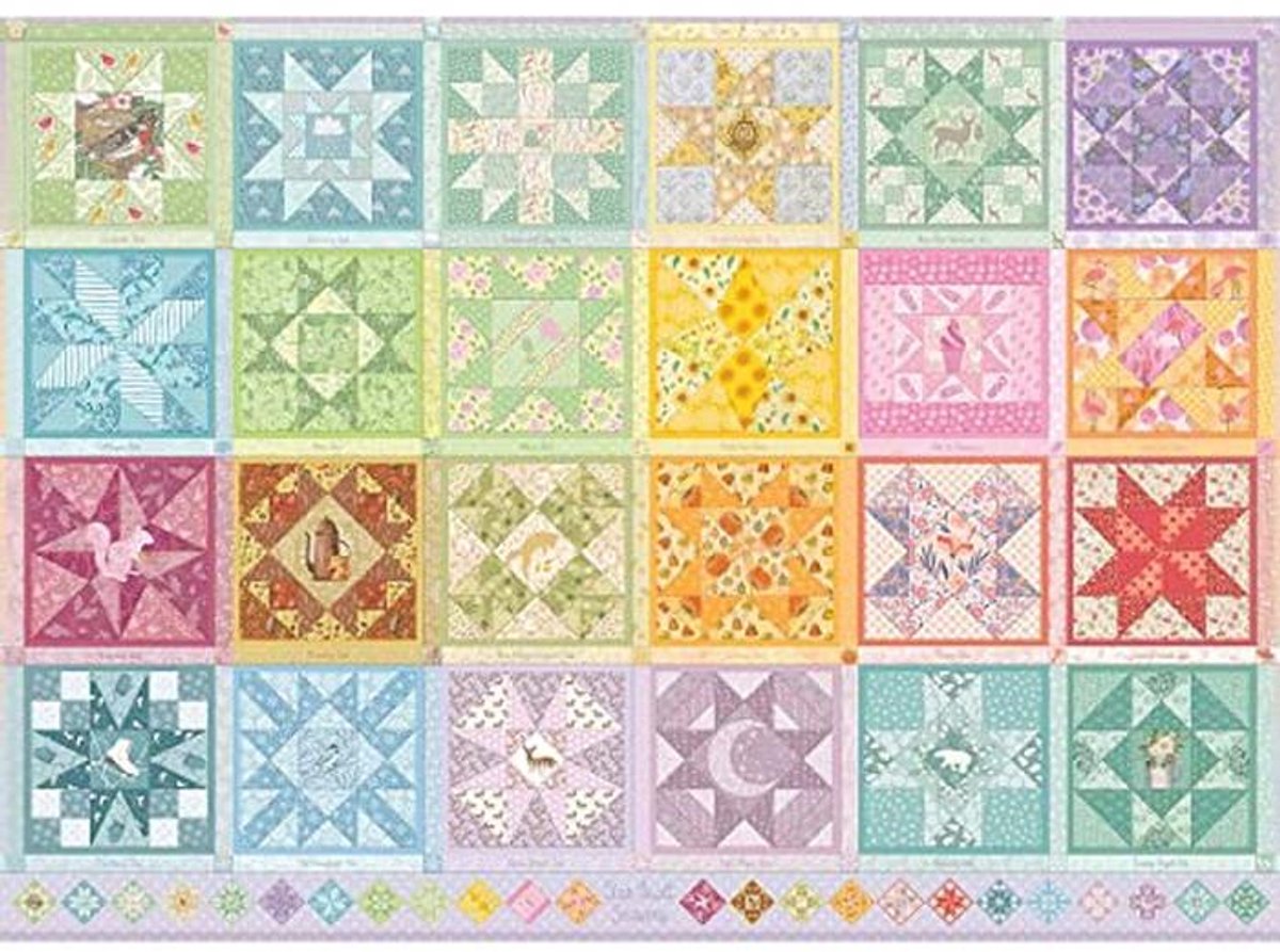 1000 Stuk Puzzel - Star Quilt Seizoenen - Inclusief Sample Poster
