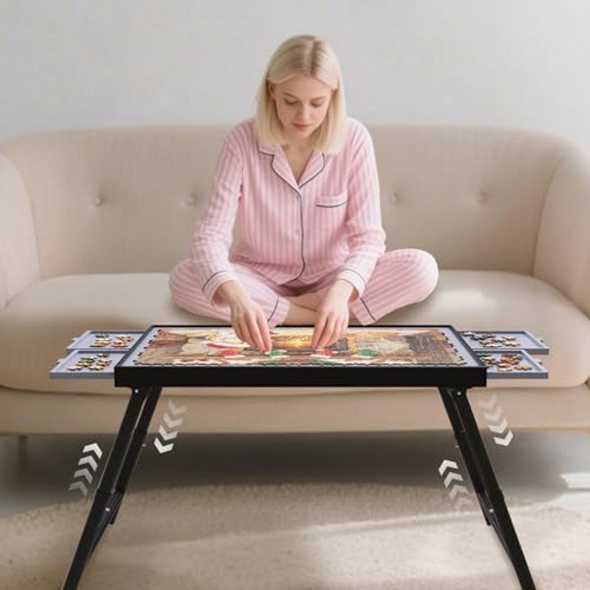 Hoogte Verstelbare Puzzeltafel met Laden - Opvouwbare 3-in-1 Oplossing voor Puzzelaars - Geschikt voor 1500 Stuks