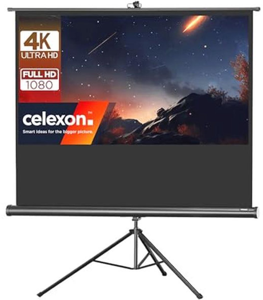 Economy 100 inch statiefcanvas - 16:9, 219 x 123 cm, mobiel en draagbaar voor thuisbioscoop en presentaties