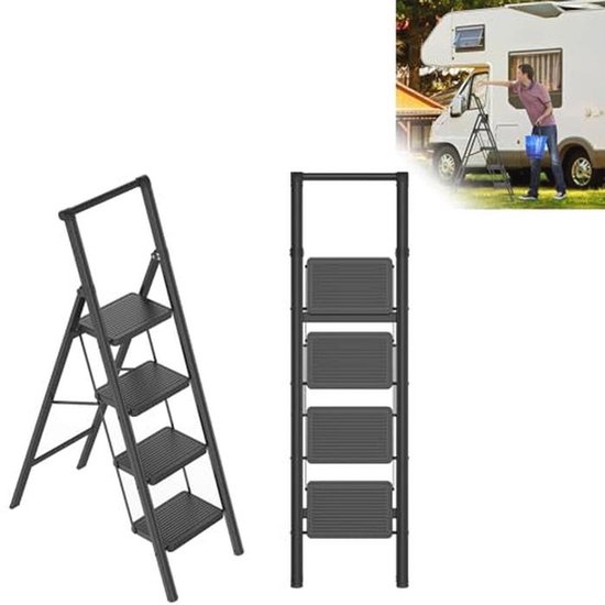 Inklapbare Trapladder met 4 Treden - Antislip en Veiligheid | bol