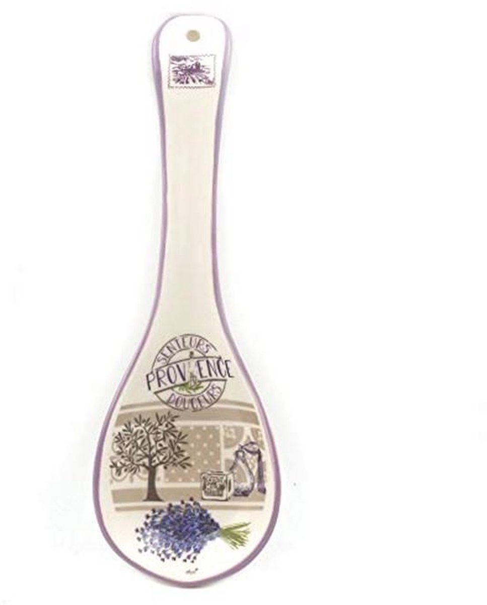 Kleurrijke keramische lepelhouder met kippenmotief - 23 cm