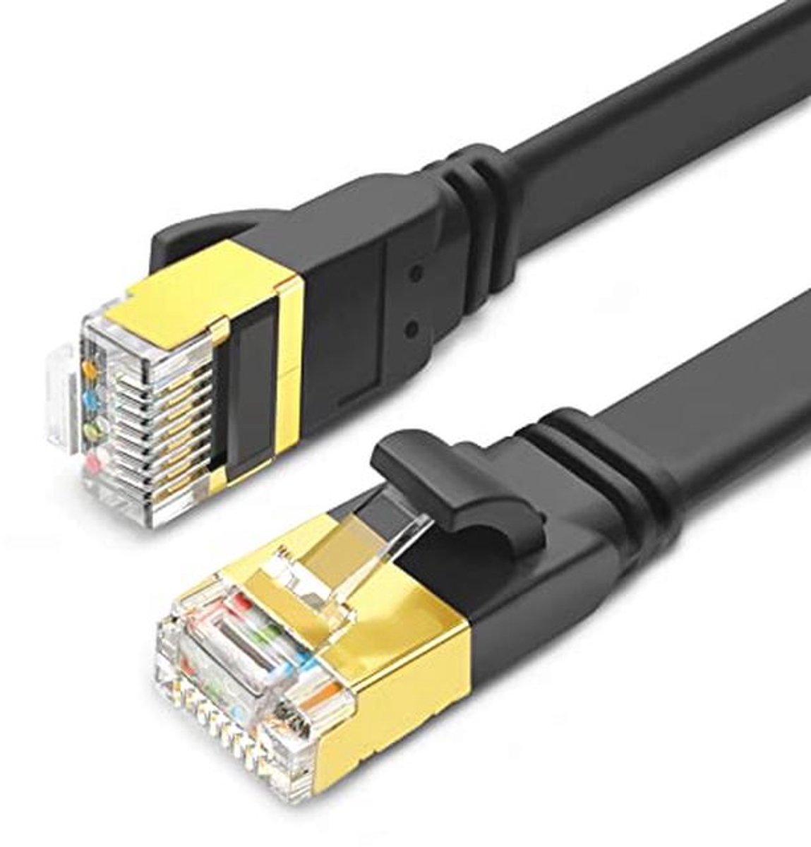 Yauhody CAT 8 Ethernet Cable 2m 2pcs Cable Ethernet 40Gbps 2000MHz RJ45 Network Cable (Black, 2 m 2 pieces)