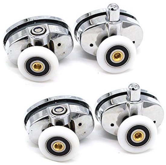Doucherrollen, douchedeur, rollen, 25 mm, douchedeur, rollen, reserveonderdelen, 8 stuks reservewielen voor douchedeuren, douchecabines, reserveonderdelen, geschikt voor glazen deuren van 4-6 mm (4