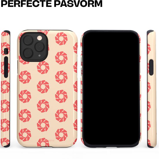 Casetastic Hoesje Geschikt voor Apple iPhone 11 Pro - Stijlvolle Beschermende Duo-layer Case - Peach Bloem Cirkels