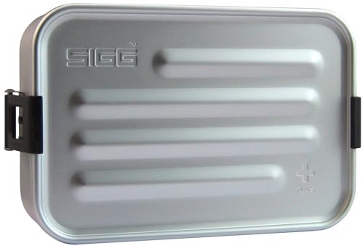 Moderne aluminium lunchbox 0,8 l met scheidingswand en inzetstuk